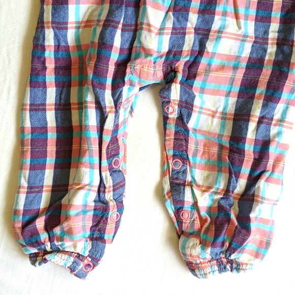 joe fresh soft viscose plaid jumpsuit with smocked top 18 months baby girl - Picture 3 of 6